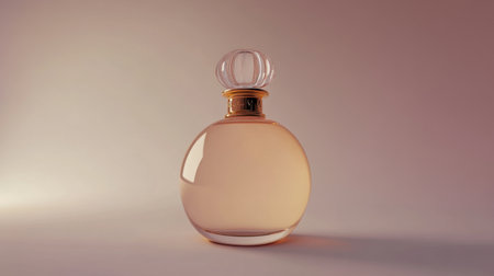 Luxurious glass perfume bottle with a golden cap, radiating elegance and sophistication on a delicate pink backdrop. Generative aiの素材