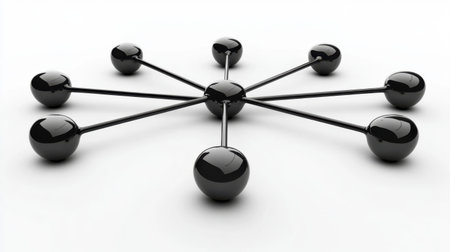 Network made of black spheres representing connections, social media, internet or other abstract concepts. Generative aiの素材