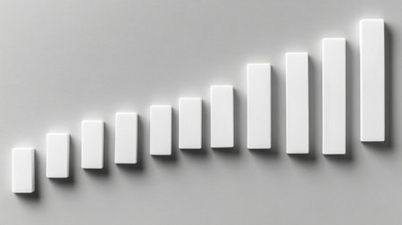 White graph bars are growing on a gray background, representing positive growth, progress, and improvement in business, finance, and economy. Generative aiの素材