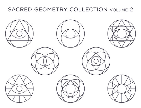 Sacred Geometry Vector Collection - Black isolated on whiteのイラスト素材