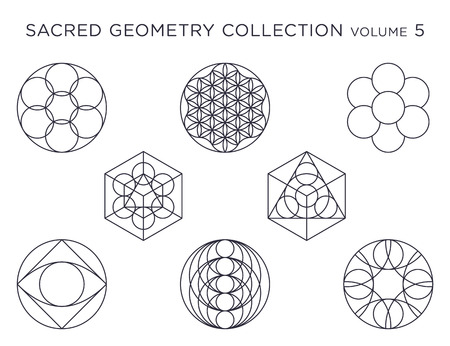 Sacred Geometry Vector Collection - Black isolated on whiteのイラスト素材