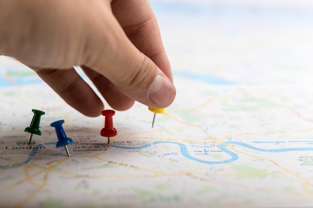 pin marking location on mapの写真素材