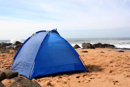 Protection from the sun on the beachの写真素材