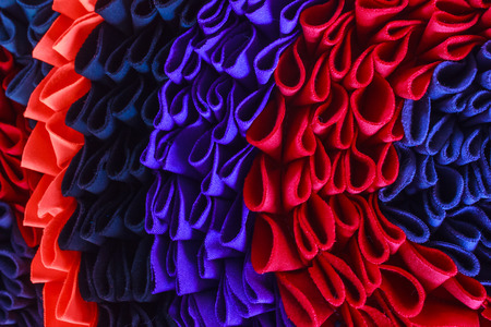 folk doormat colorful handmade from fabric scrapsの写真素材