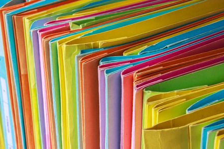 corner of colorful files in the boxの写真素材