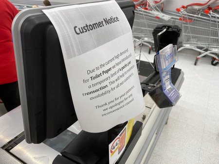 Customer notice on toilet paper limit due to panic buying from corona virus