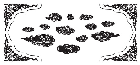 cloud with line chineseのイラスト素材