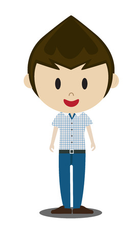 cute cartoon illustration of young people in stylish casual clothesのイラスト素材