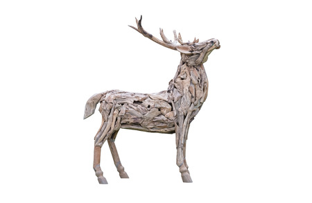 Deer wood craft  isolated on white backgroundの写真素材