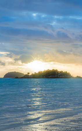 silhouette Beautiful sunrise at Sunrise beach  Lipe island , Satun, Thailandの写真素材