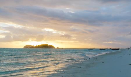 silhouette Beautiful sunrise at Sunrise beach  Lipe island , Satun, Thailandの写真素材