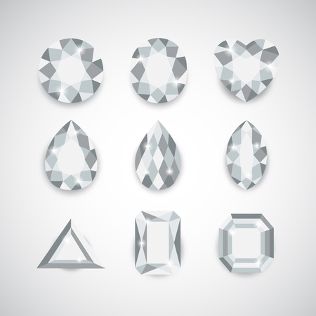 White Diamonds and Ruby Icons Setのイラスト素材