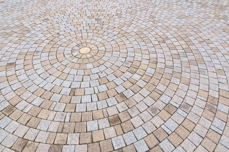 Duotone yellow and Gray Brick Stone on The Ground for Street Road. Sidewalk,in Vintage Design Flooring Square Pattern Texture Backgroundの写真素材