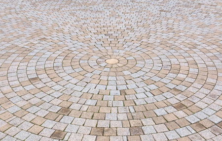 Duotone yellow and Gray Brick Stone on The Ground for Street Road. Sidewalk,in Vintage Design Flooring Square Pattern Texture Backgroundの写真素材