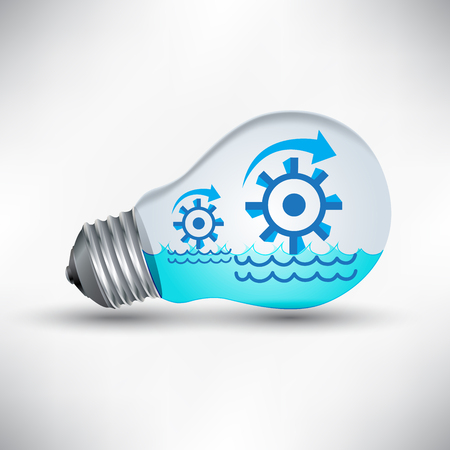 water turbine mechanism work for idea, renewable energy, illustration vectorのイラスト素材