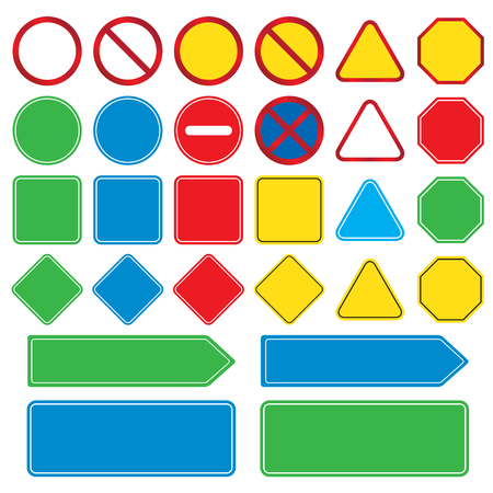Blank traffic, signs set, easy to edit vector image, illustration vectorのイラスト素材