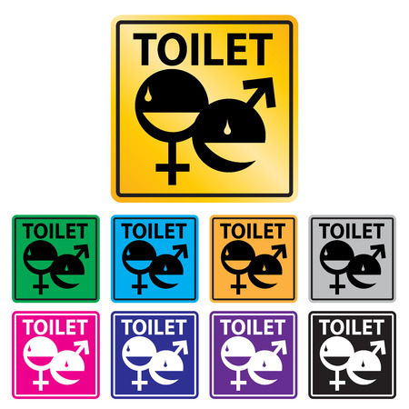 Toilet sign varicolored, easy to edit vector imageのイラスト素材