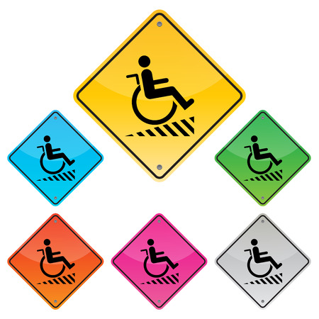 Disabled person warning sign, handicap sign, Illustration vectorのイラスト素材