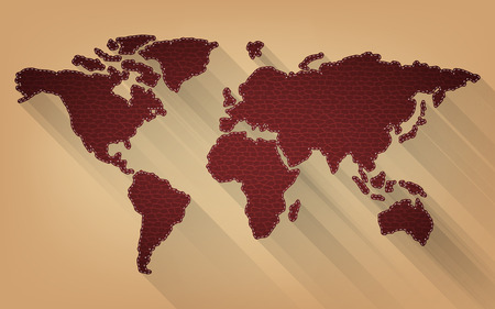 brown leather on world map background vectorのイラスト素材
