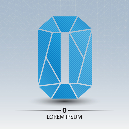 Vector poly logo number zero with shadowのイラスト素材