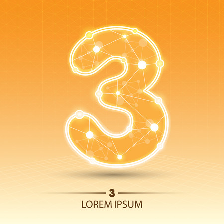 number three concept with idea brain wave signal and technology network illustrationのイラスト素材