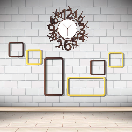 picture frame and the clock on the wall style modern background vector illustrationのイラスト素材