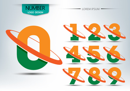 Number lamp template, set of numbers logo or icon, for happy new year concept, vector Illustrationのイラスト素材