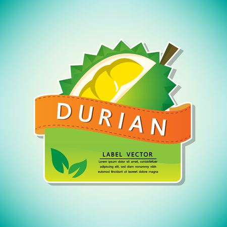 The durian fruit label, fruit native to Thailand, vector illustrationのイラスト素材