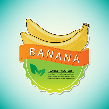 The banana fruit label, fruit native to Thailand, vector illustrationのイラスト素材