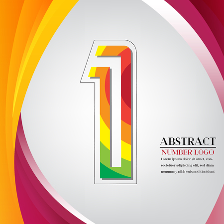 abstract number one rainbow style, arc colorful background vector illustrationのイラスト素材