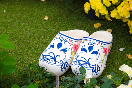 Shoe vase in a garden
