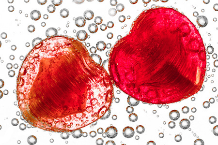 Heart candies with bubbles
