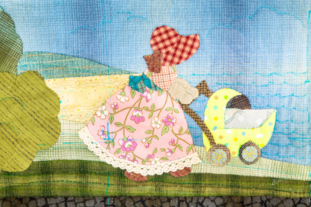 Quilt : Girl and stroller