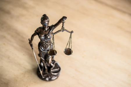 Lady Justice on mable tableの写真素材