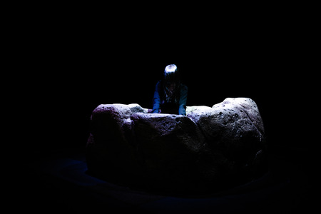 Woman ghost crawling from a wellの写真素材