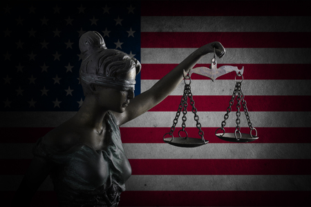 Lady Justice on emerald backgroundの写真素材