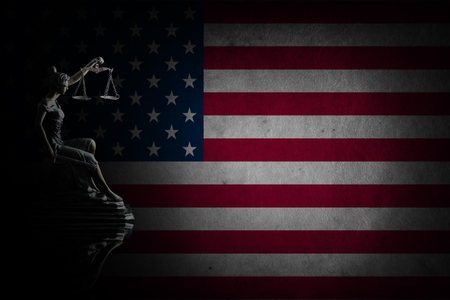 Lady Justice on emerald backgroundの写真素材