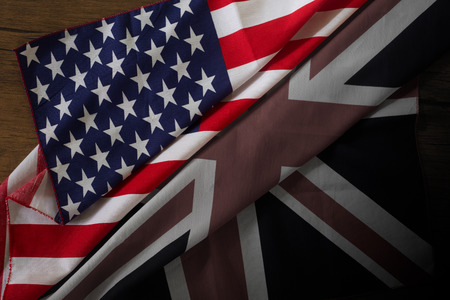 Flag of U.S.A against that of UK (Concept of Independence Day)
