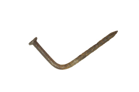 Rusty nail isolated on white backgroundの写真素材