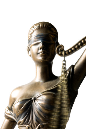 Lady Justice on white backgroundの写真素材