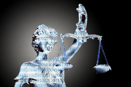 AI lawyer on grunge backgroundの写真素材