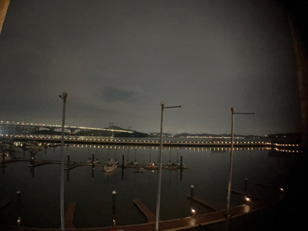 Serene Night at a Yacht Clubの写真素材