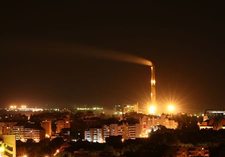 View of Oradea (Bihor, Romania) at nightの写真素材
