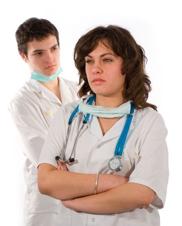 Medical team, male doctor and female nurseの写真素材