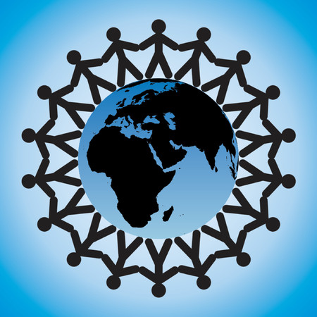 Children silhouettes around the world - Europe and Africaのイラスト素材