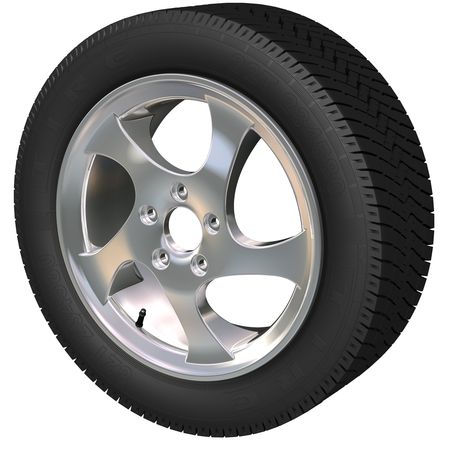 Detailed car wheel and tire (3d render)の写真素材