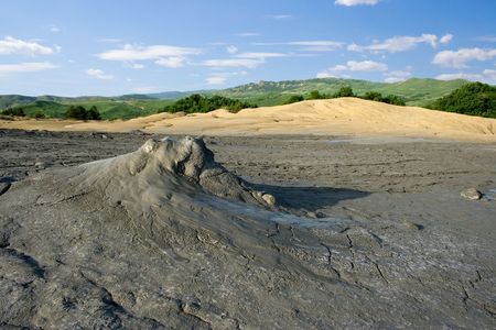 Muddy volcanoes (in Buzau, Romania), erupting mudの写真素材