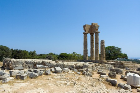 Partial reconstruction of the ancient Temple of Pythian Apollo, mt. Smith, Rhodes, Greeceの写真素材