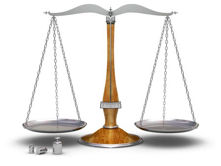 Old scale and weights (high resolution 3d-render)の写真素材