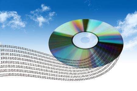 Digital information flow from compact disk (High resolution 3d render)の写真素材